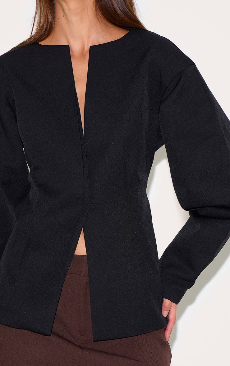 Noir Blazer Taille Cintrée À Manches Cocon