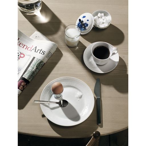Royal Copenhagen Hvid Riflet Frokosttallerken, Hvid, Ø22 cm