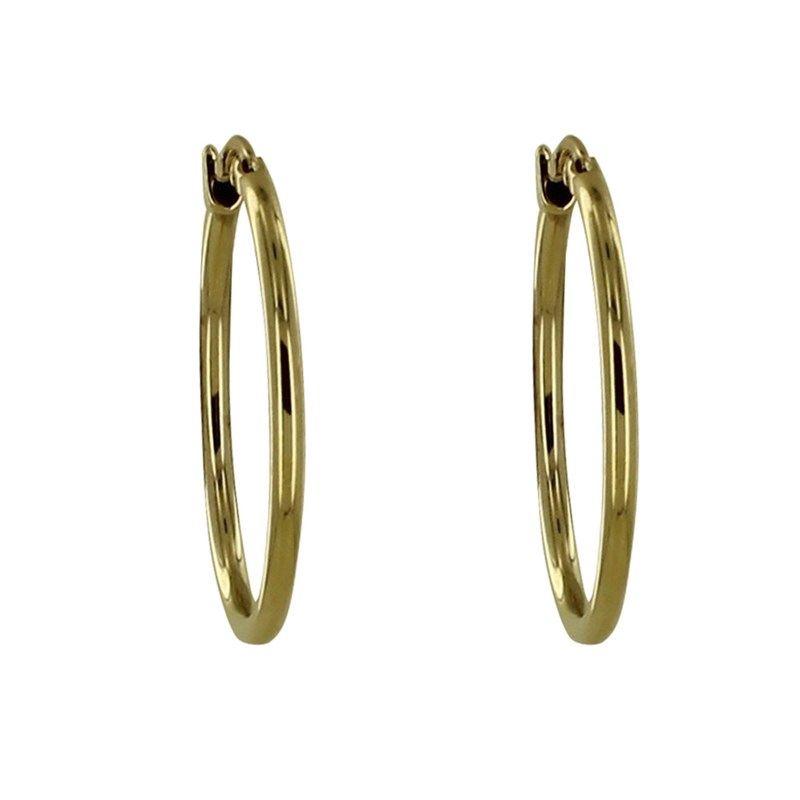 Boucles d'Oreilles Plaqué Or Moyennes Créoles Rondes 3cm