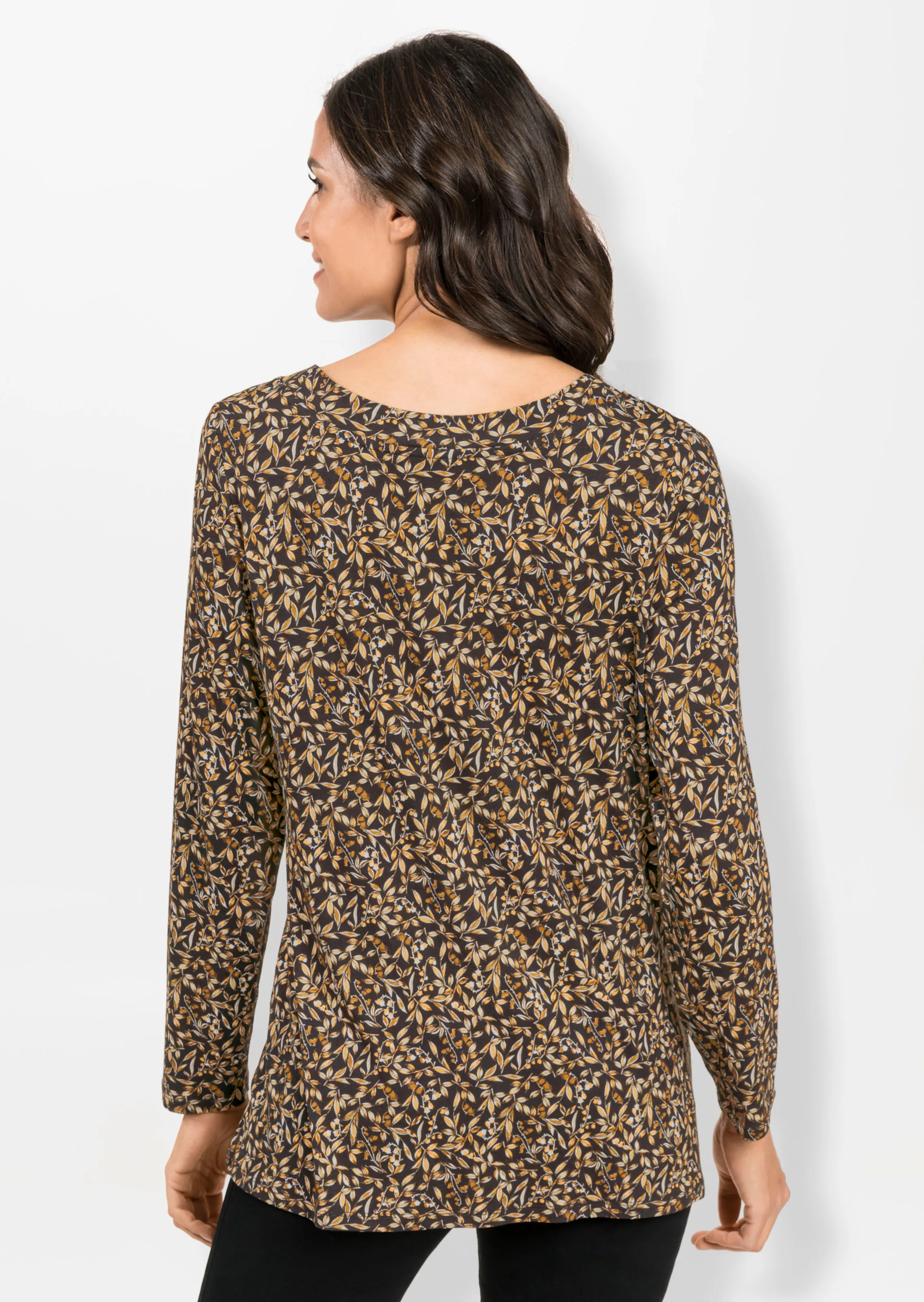 Tunikashirt in graphit-ocker-bedruckt