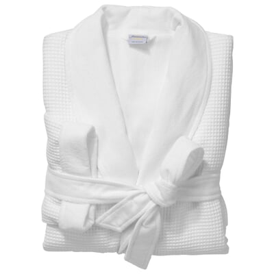 Bademantel Waffelpiqué und Frottier Unisex, Weiß