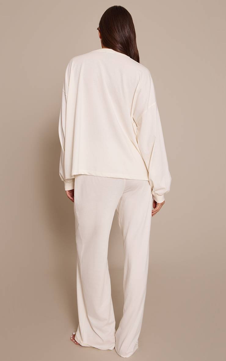 Crème Pantalon De Pyjama À Jambes Larges