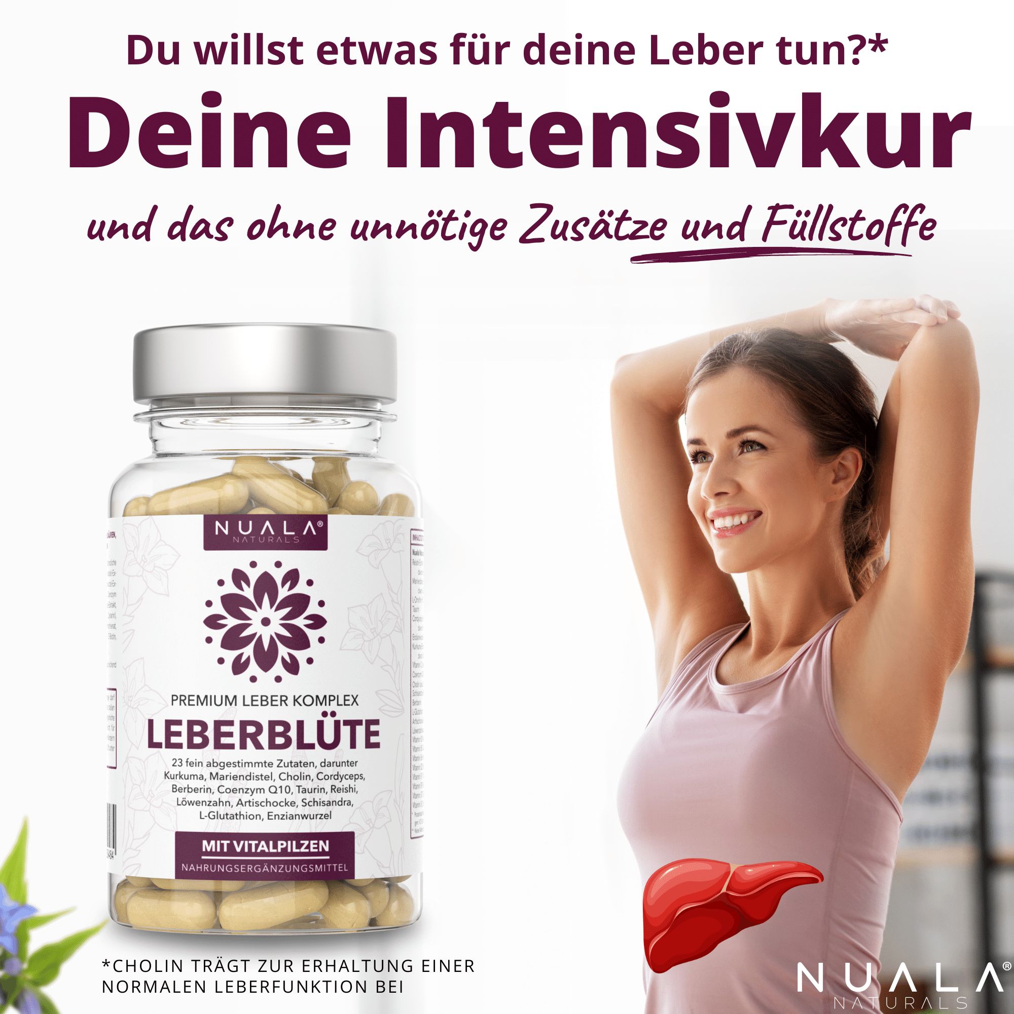 Nuala Naturals® - LEBERBLÜTE 20-Tage Intensivkur mit Cholin zur Unterstützung der Leber*