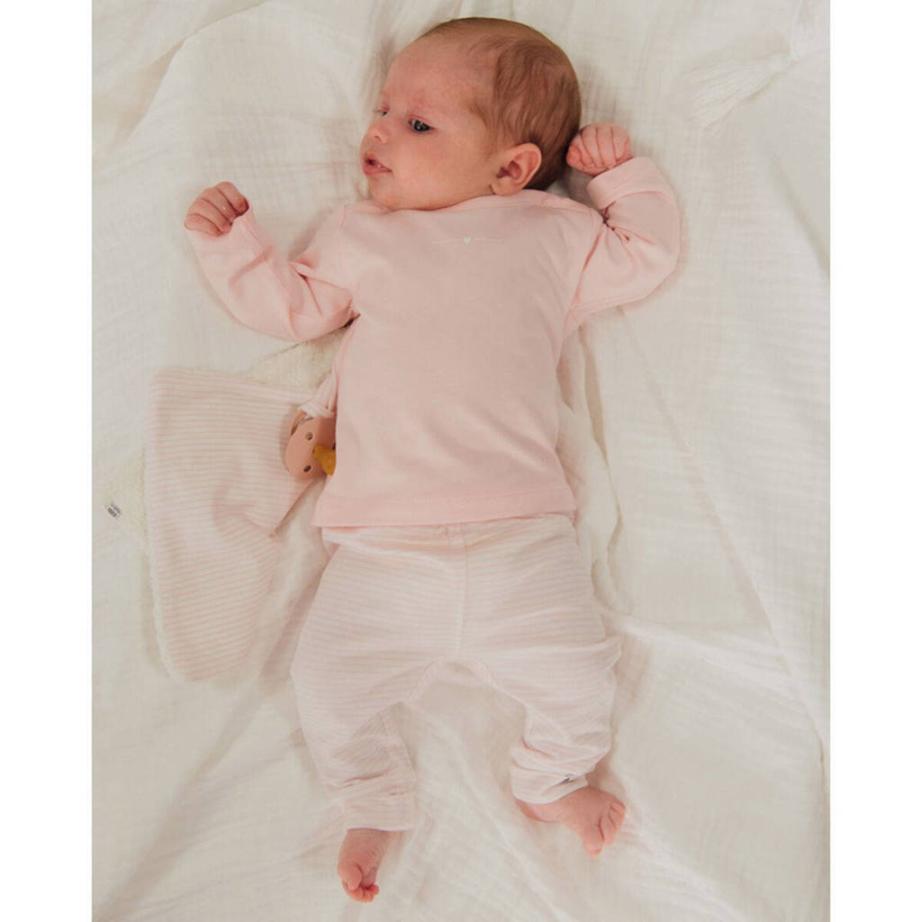 Born by Kiddo United gestreepte baby broek roze/wit