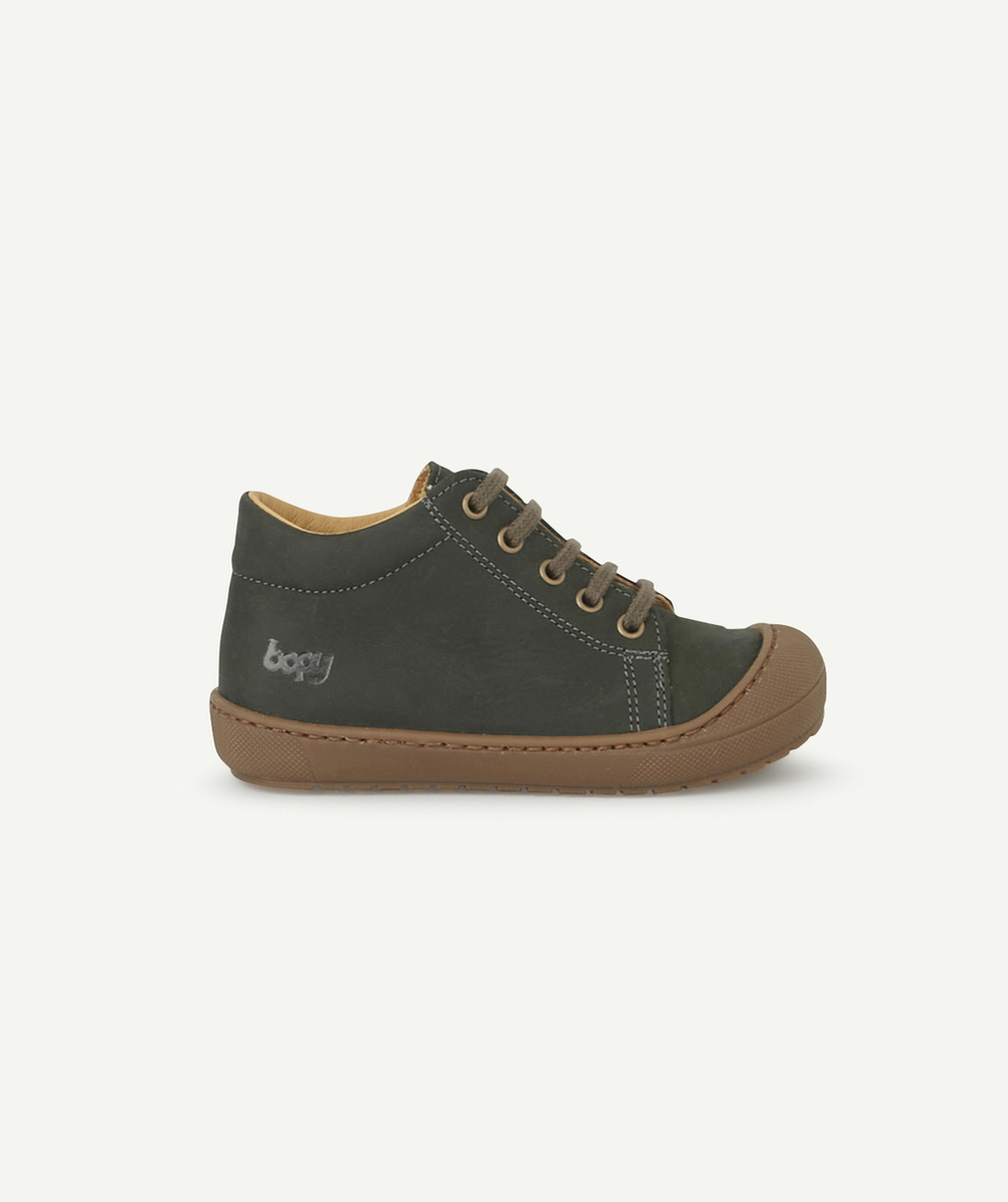 BOPYBOTTINES BÉBÉ PREMIER PAS EN CUIR KAKI