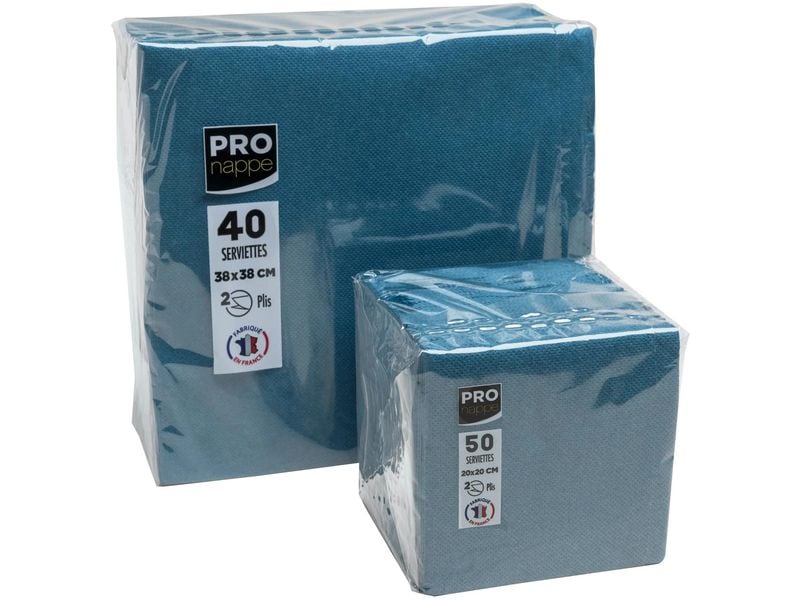 PRO nappe Papierservietten Blau 20 cm x 20 cm, 50 Stück Packung mit 50 Cocktail-Servietten
