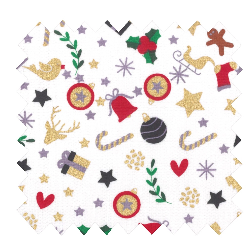 Tissu Coton Au Mètre Ex2345 Fantaisies De Noël Écru