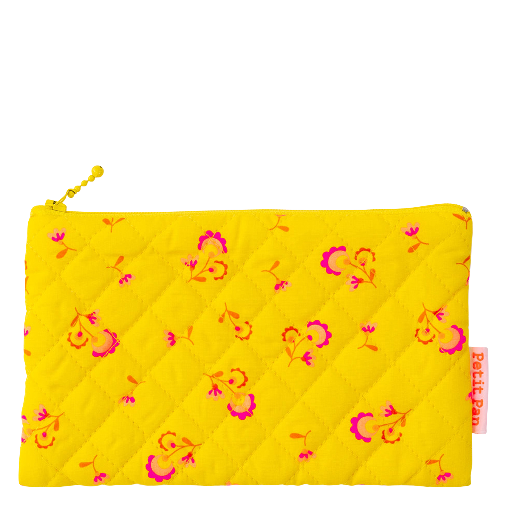 Pochette matelassée imprimé fleuri en coton | Jaune