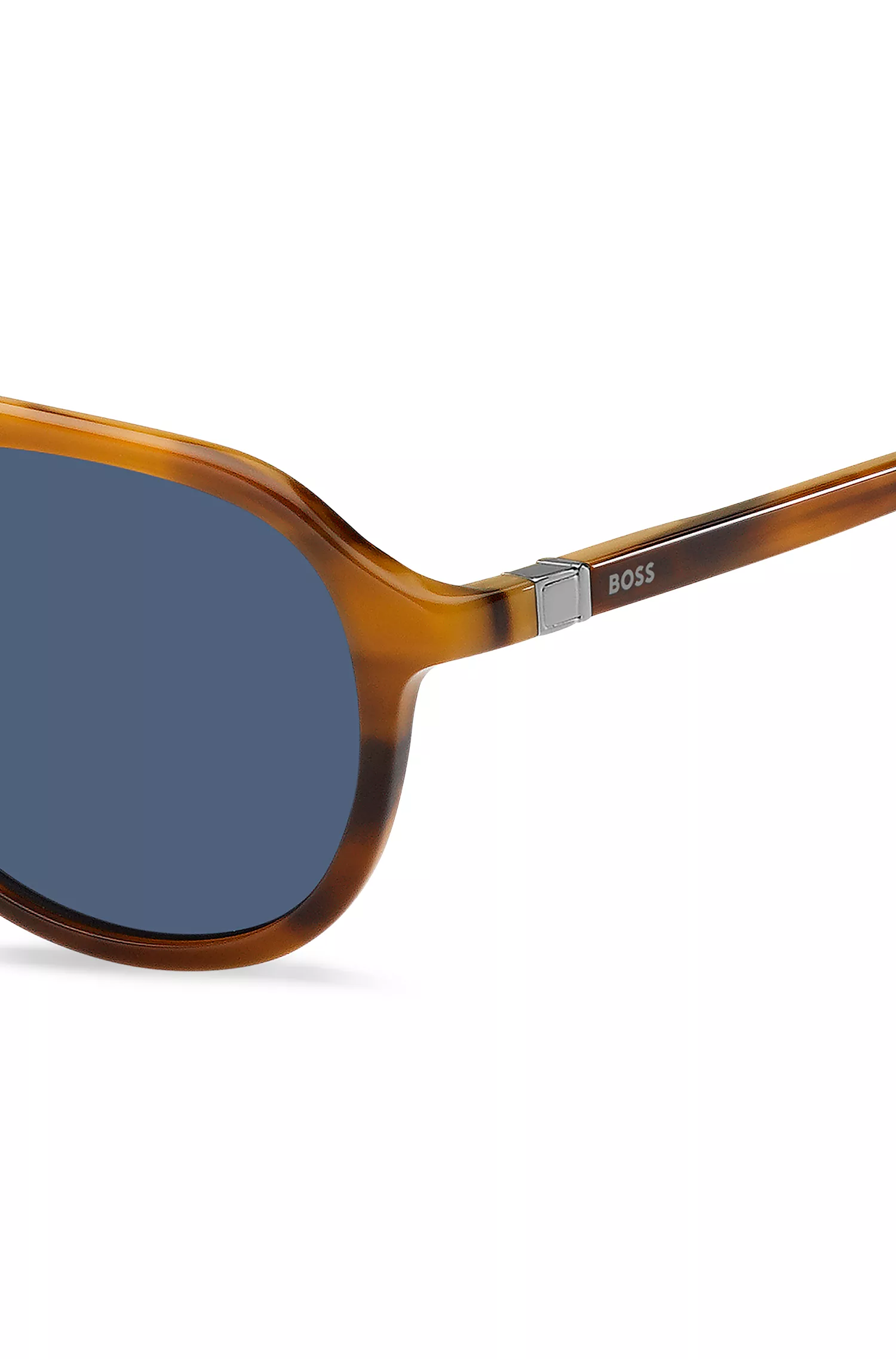 Óculos de sol BOSS em acetato preto Havana com dobradiças de 360°