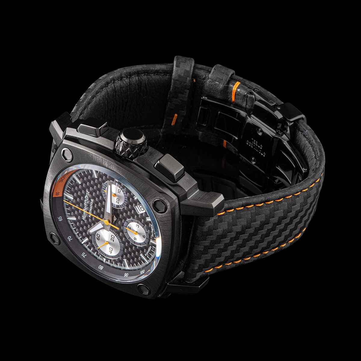 Montre HUMBERT-DROZ hd7 homme chronographe, bracelet cuir noir