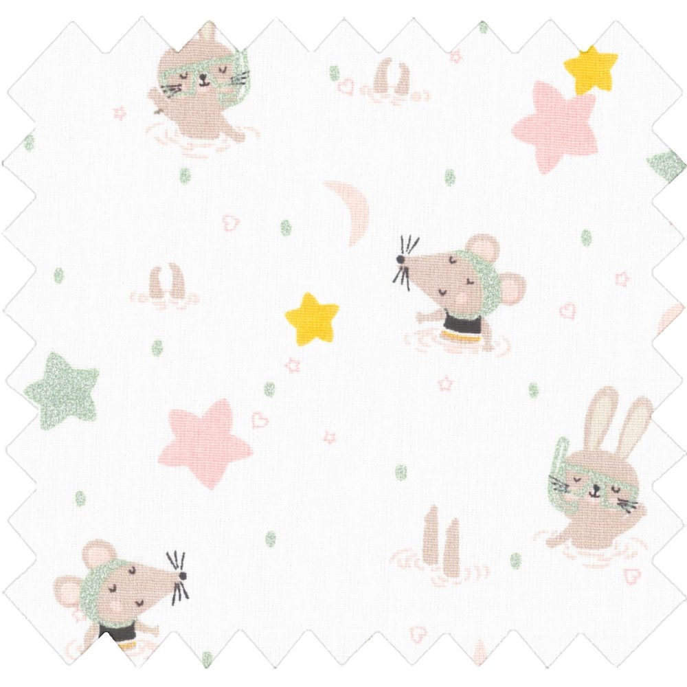 Tissu Coton Au Mètre Souris Rêveuses