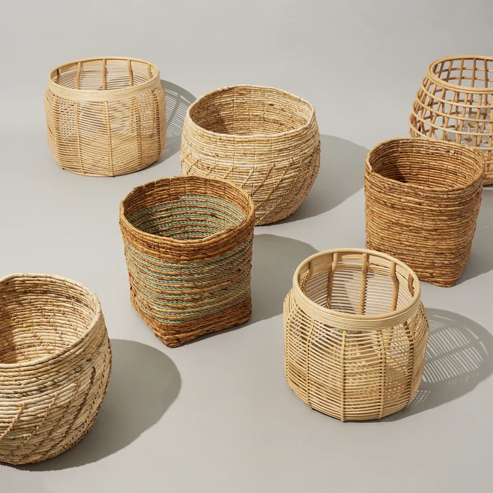 Hübsch Interior - Luna Aufbewahrungskorb, Rattan natur (2er-Set)
