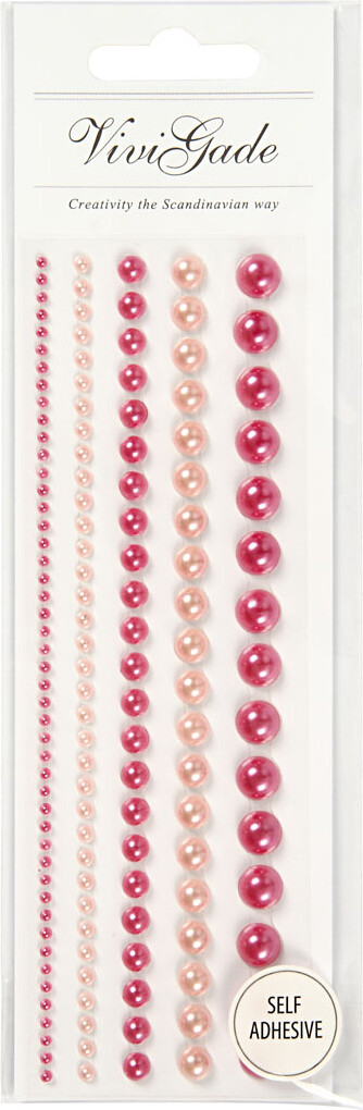 Halvperler - Selvklæbende - Pink - Str. 2-8 MM - 140 Stk