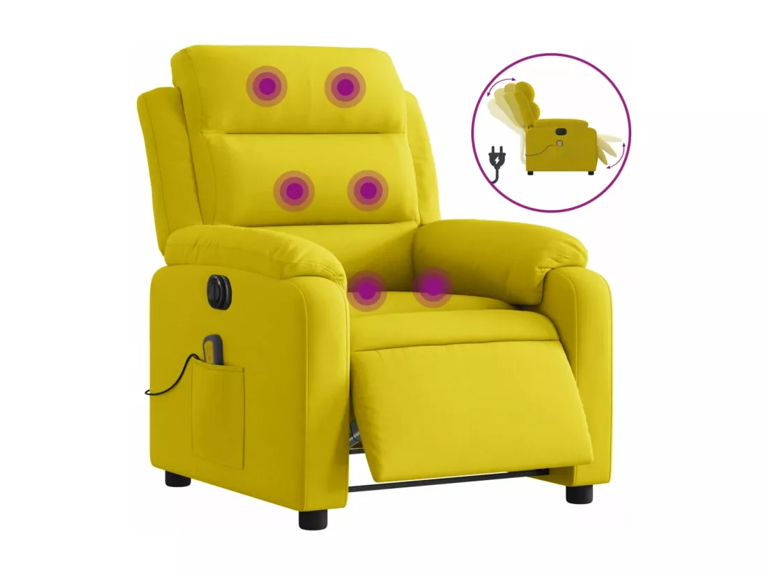 Fauteuil inclinable de massage électrique jaune velours