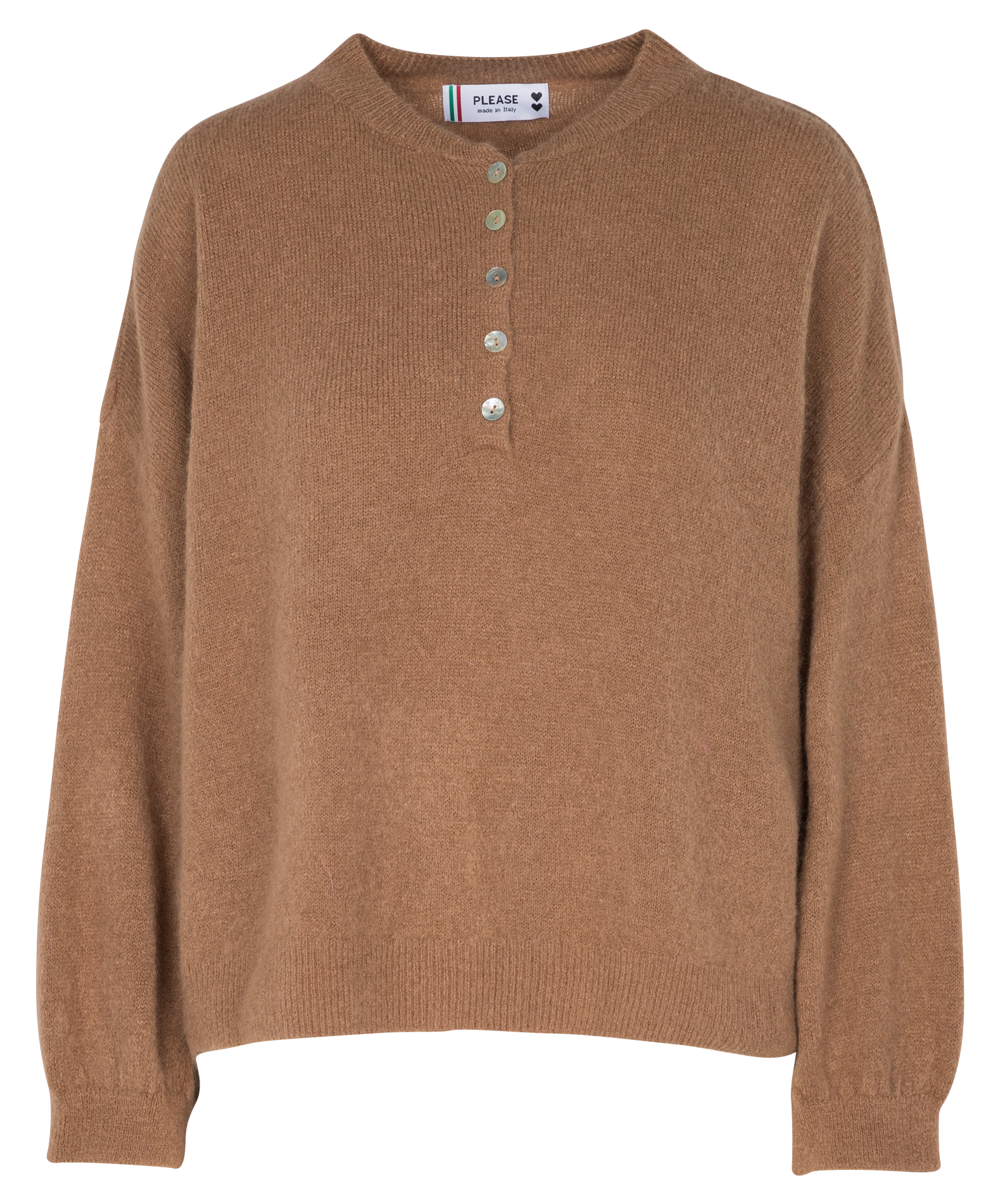 Pull col rond en laine mélangée | Marron