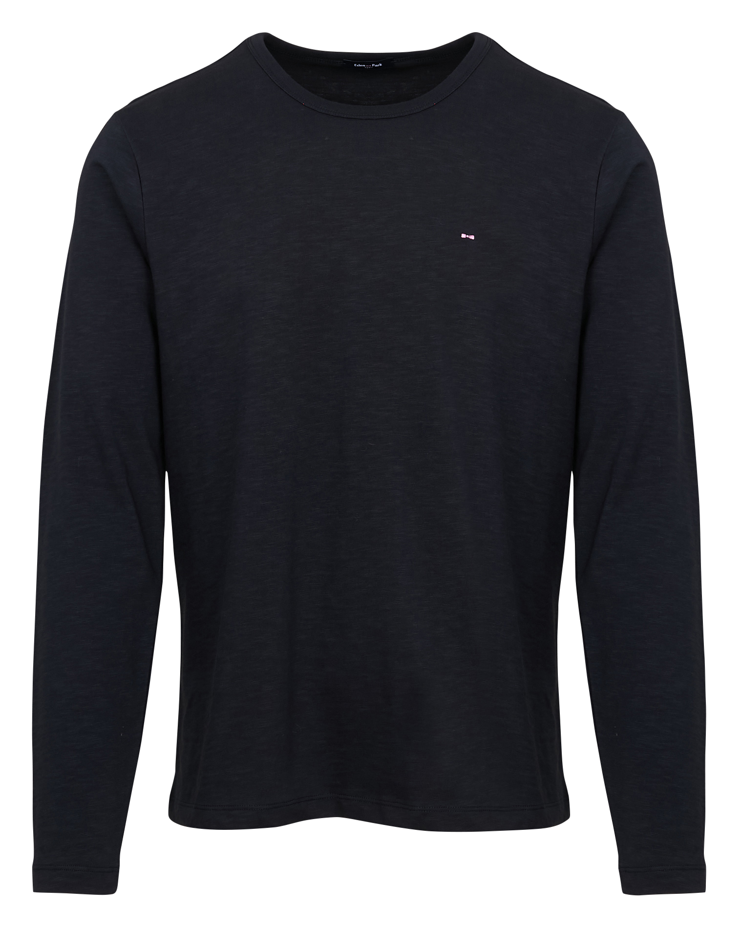 Tee-shirt slim-fit col rond brodé en coton | Bleu