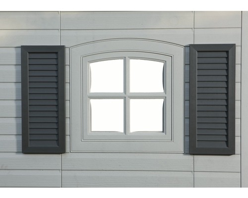 LIFETIME tuinhuis met vloer, plank en luiken, 457 x 244 cm, lichtgrijs