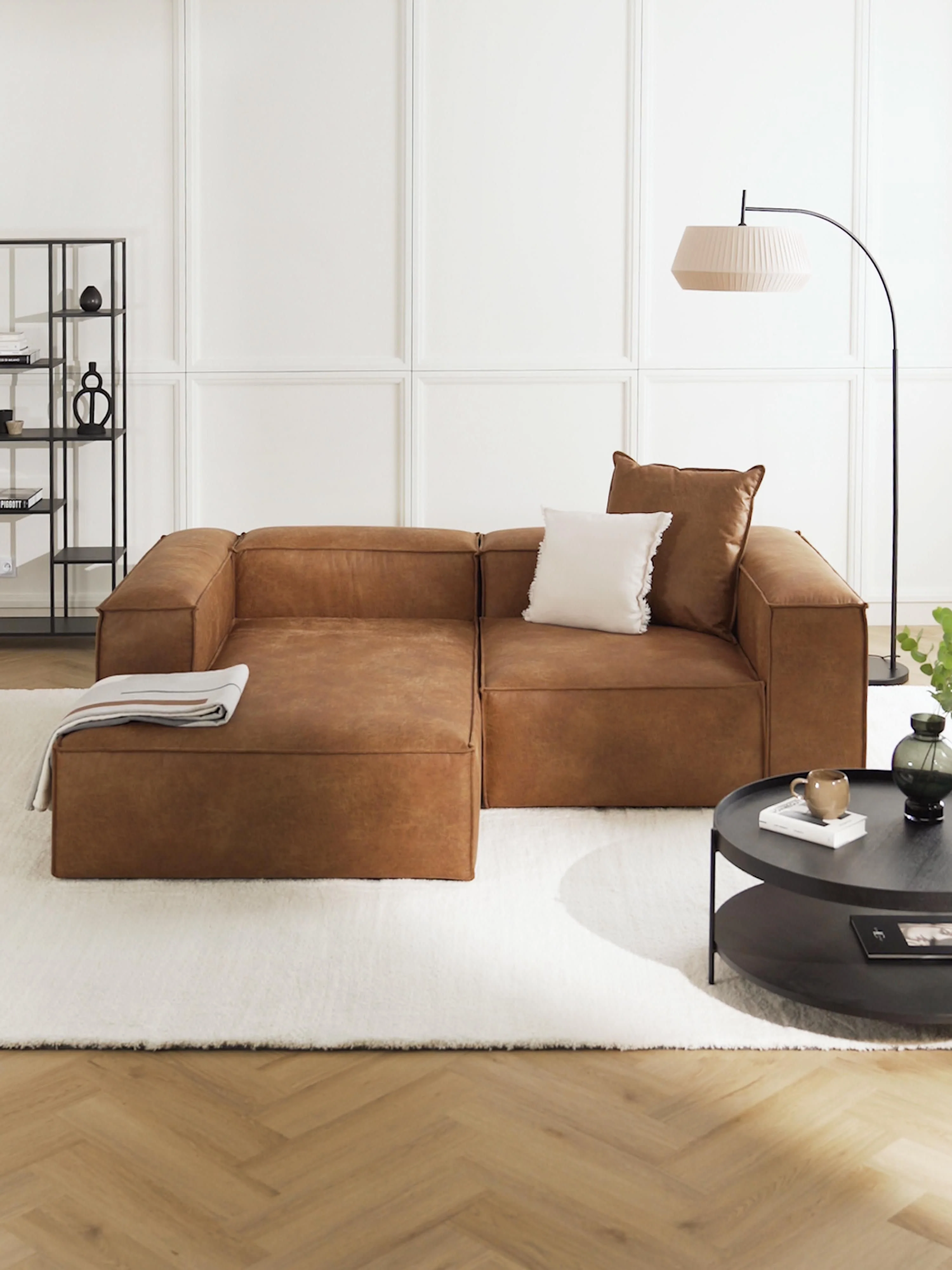 Modulaire hoekbank van gerecycled leer Lennon (2-zits)