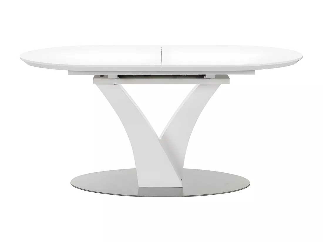 Table à manger extensible - 6 à 8 personnes - MDF et métal inoxydable - Blanc laqué - TALARA