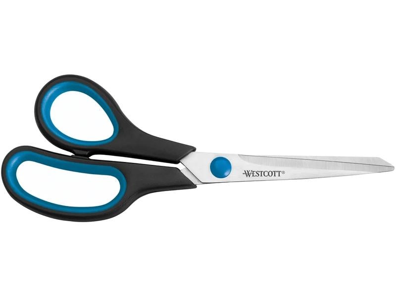 Westcott Schere Easy Grip 21 cm, Stahl, Linkshänder Easy Grip Scheren mit rostfreien Stahlklingen