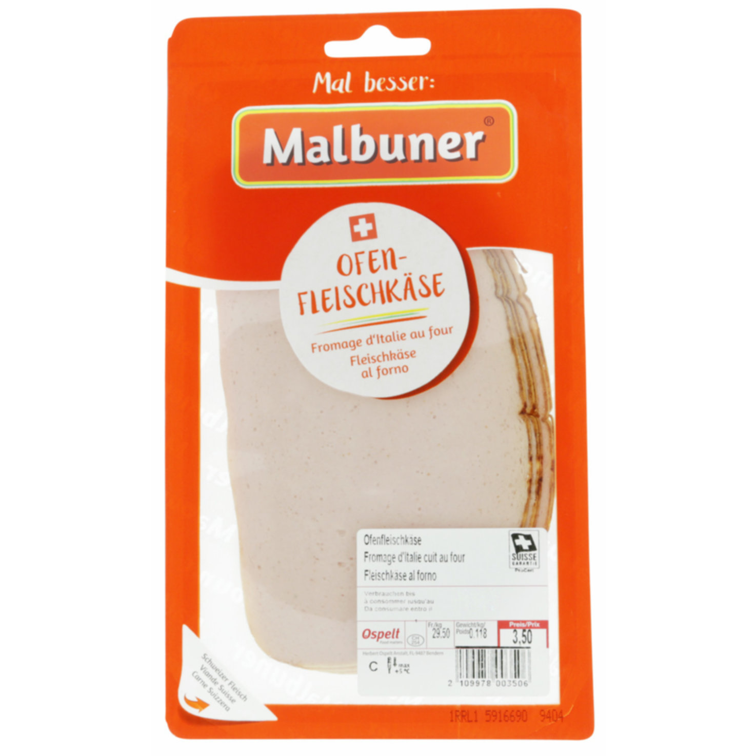 Malbuner Ofenfleischkäse geschnitten ca. 120g