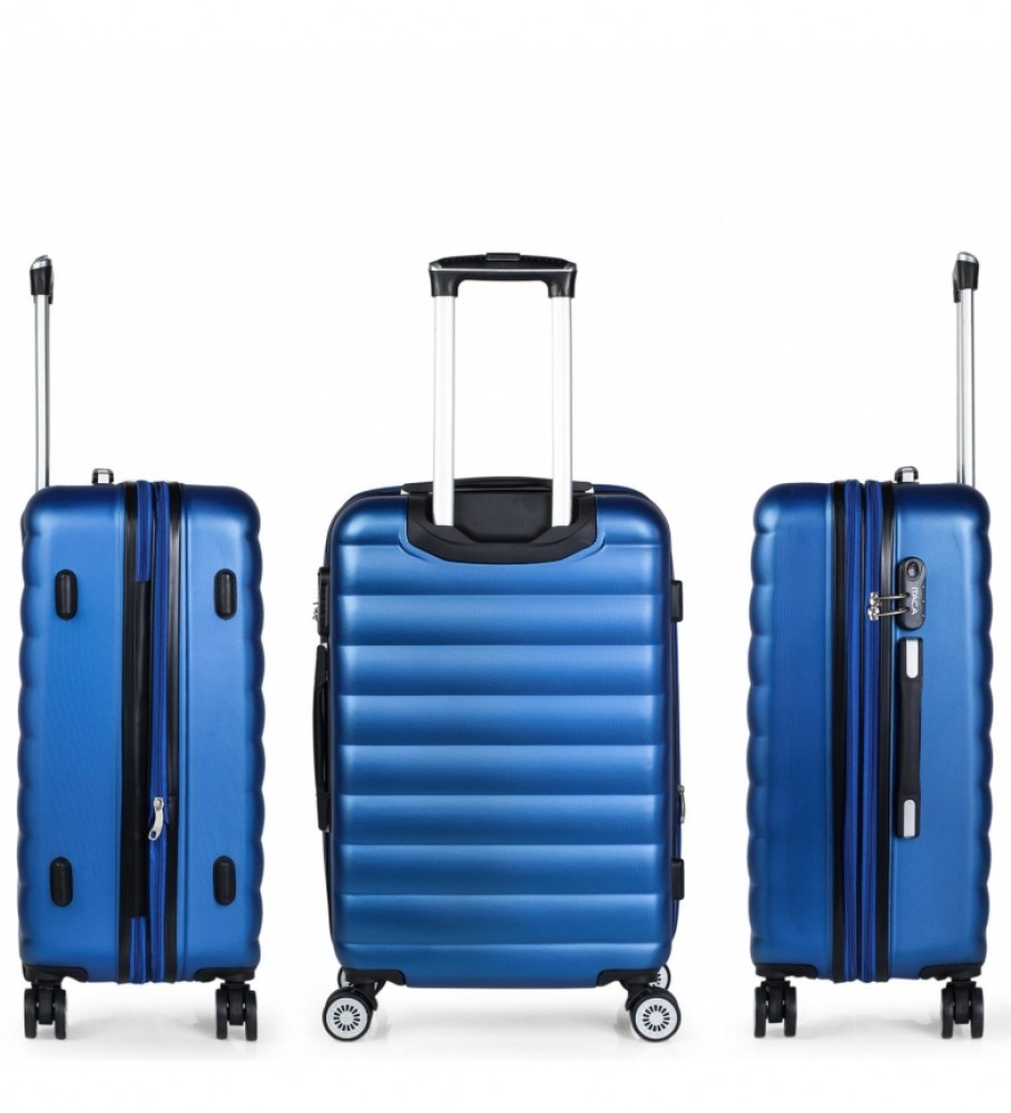 Mala de viagem rígida de tamanho médio com 4 rodas ITACA 71260 Azul - 65 x 42 x 26 cm -