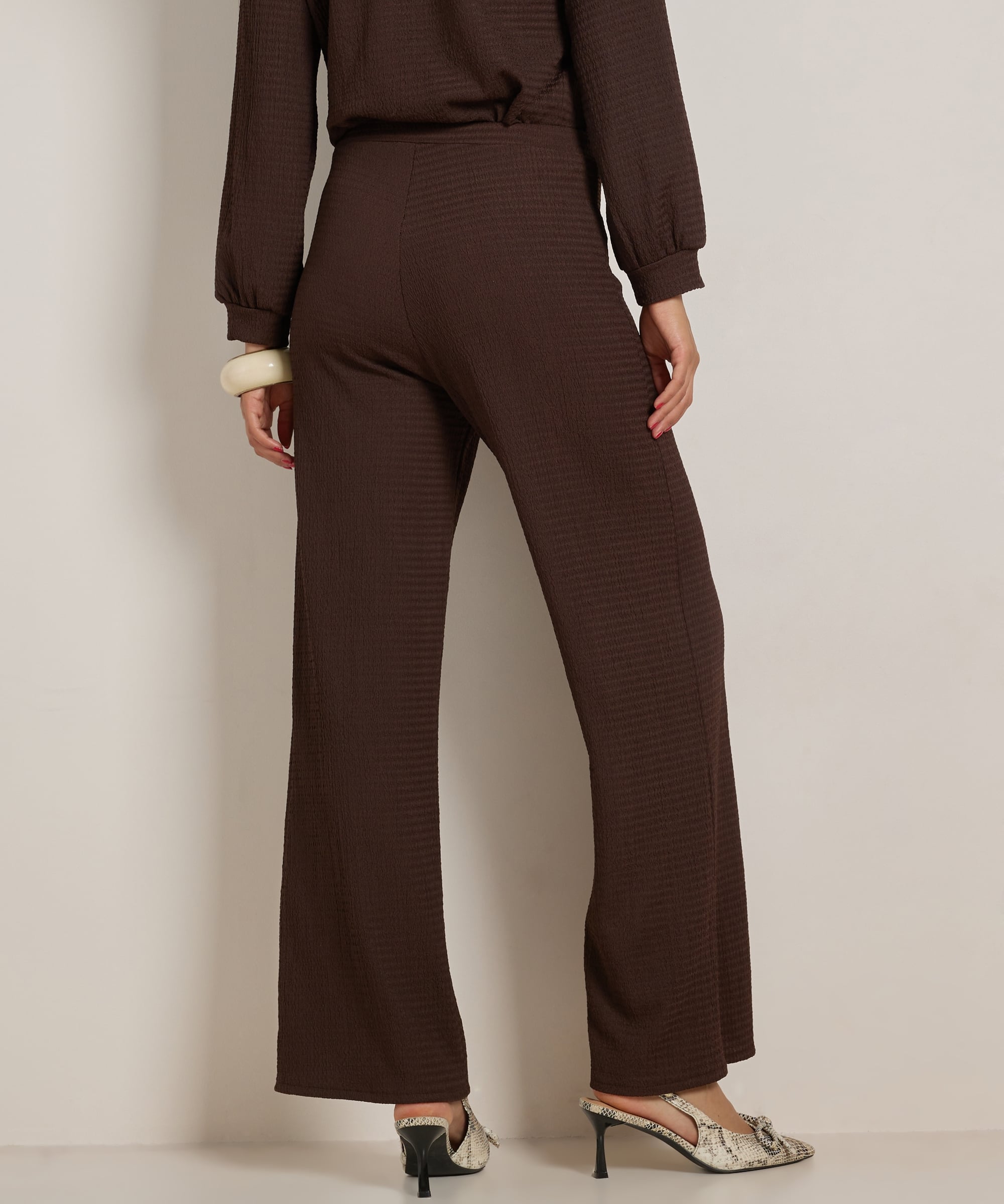 wide fit broek met structuur