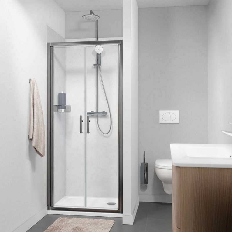 Linie - Cadiz - Douche Pendeldeur - Helder Glas - 90 cm x 190 cm - Geborsteld Chroom Profiel