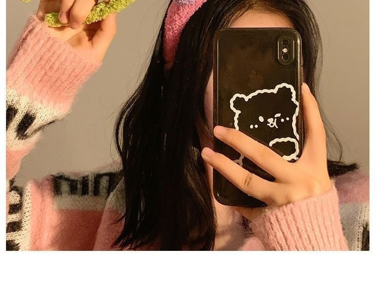 Aucucci - Bear Faux Shearling Face Wash Hoofdband