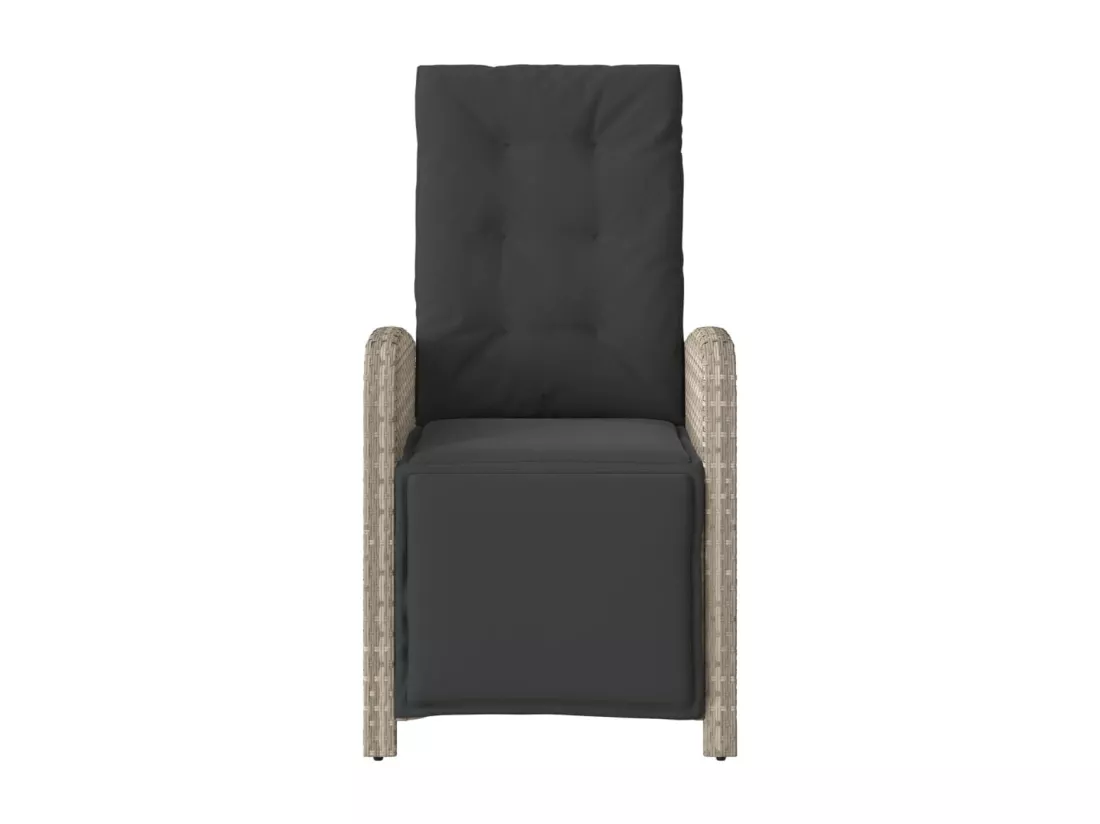 Chaise inclinable de jardin avec repose-pied gris clair rotin