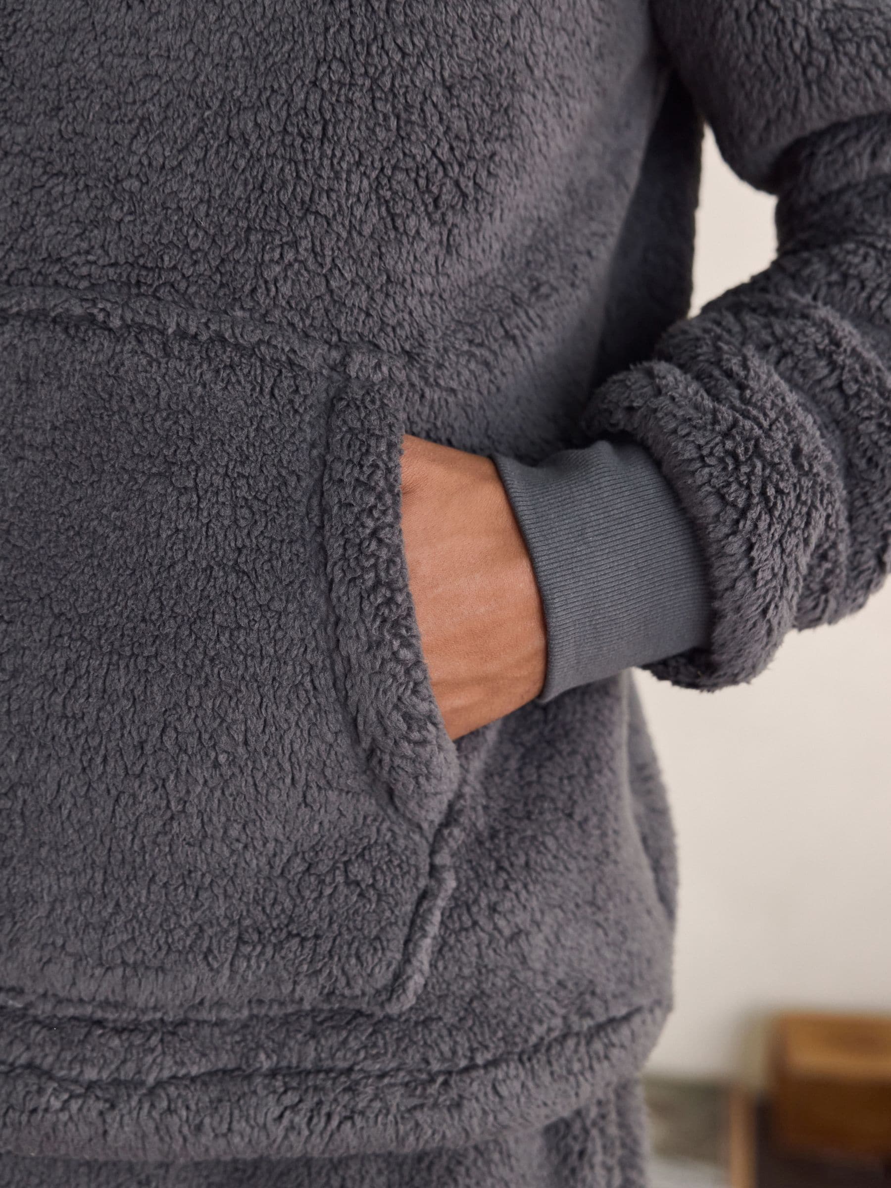 Leisteen grijs - Pullover hoodie van borg