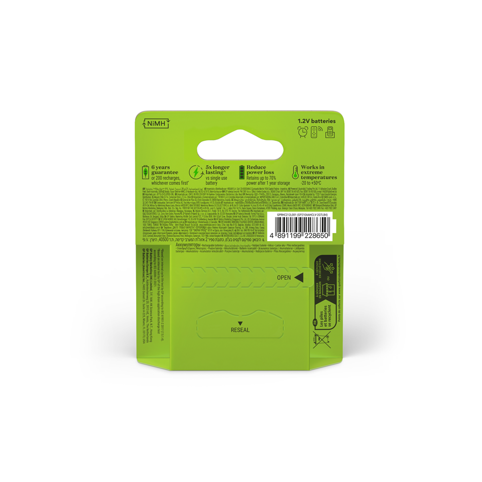GP - Recharge Rechargeable Battery, Size AA, 2100 mAh, 4-pack