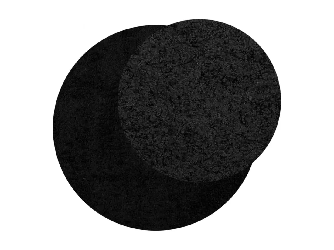 Tapis shaggy à poils longs moderne noir ø 80 cm
