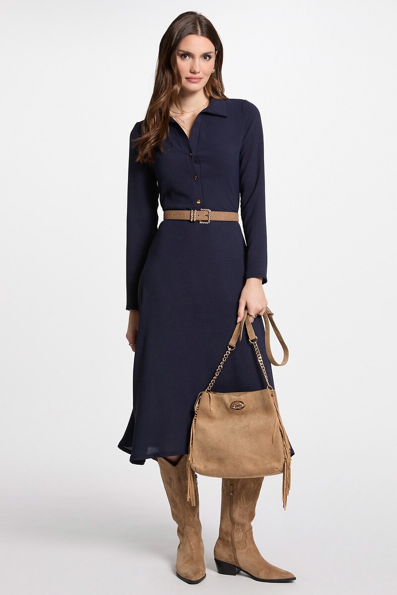 MORGAN<br>Vestido midi reto e fluido