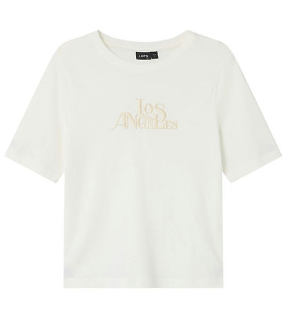 LMTD T-Shirt - NlfFos - White Alyssum/Sandshell Stickerei m. Pr