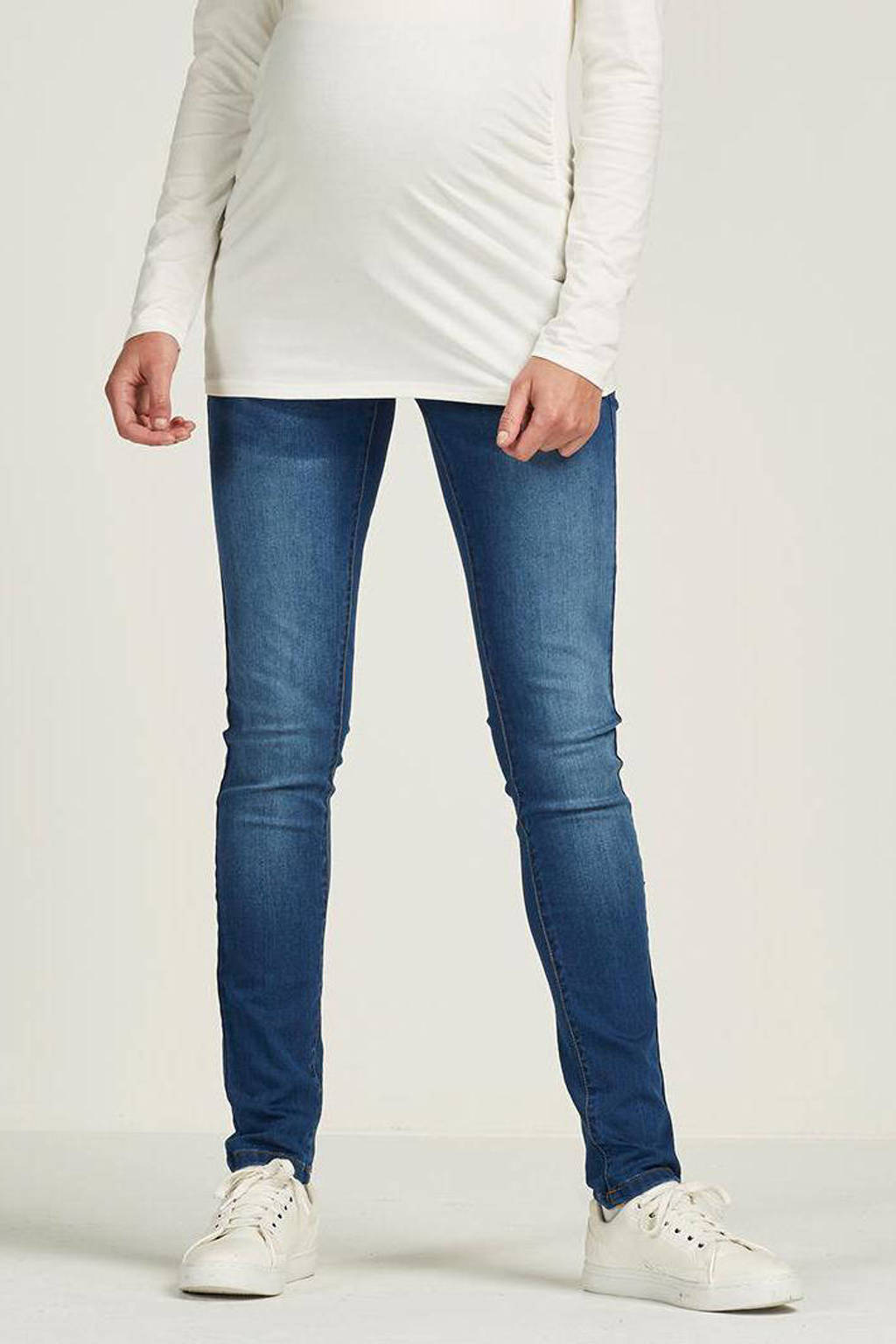 MAMALICIOUS slim fit zwangerschapsjeans MLFIFTY blauw