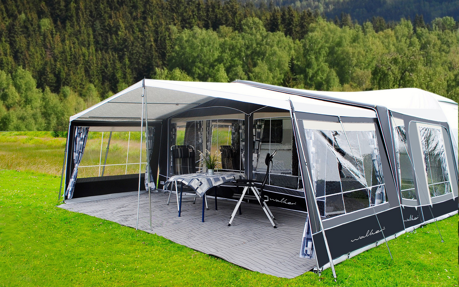 Walker Vorzelt Atrium 300 Anthrazit Stahl 825 Umlaufmaß 810-840 cm