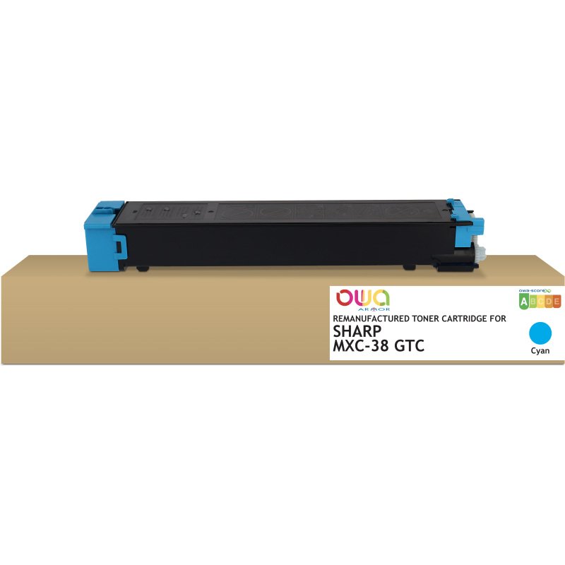 Toner remanufacturé OWA - standard - Cyan - pour SHARP MXC-38GTC, SHARP MXC-38GTC
