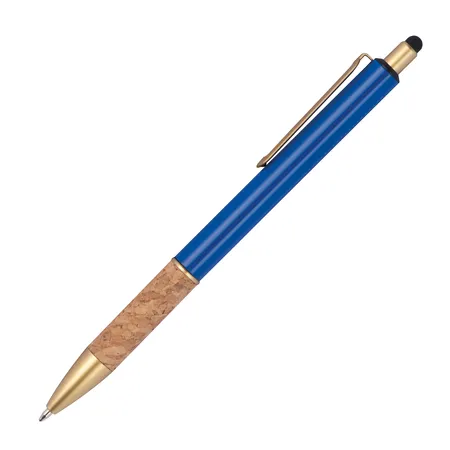 Macma Touchpen Metall-Kugelschreiber mit Korkgriffzone / Farbe: blau