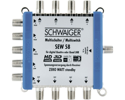 SAT multiswitch 5-8 voor maximaal 8 gebruikers Schwaiger SEW58531