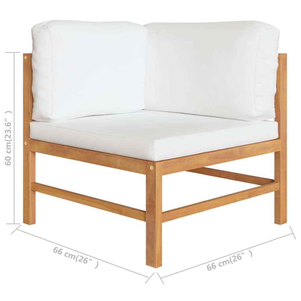 Salon de jardin meuble d'extérieur ensemble de mobilier 6 pièces avec coussins crème bois de teck solide