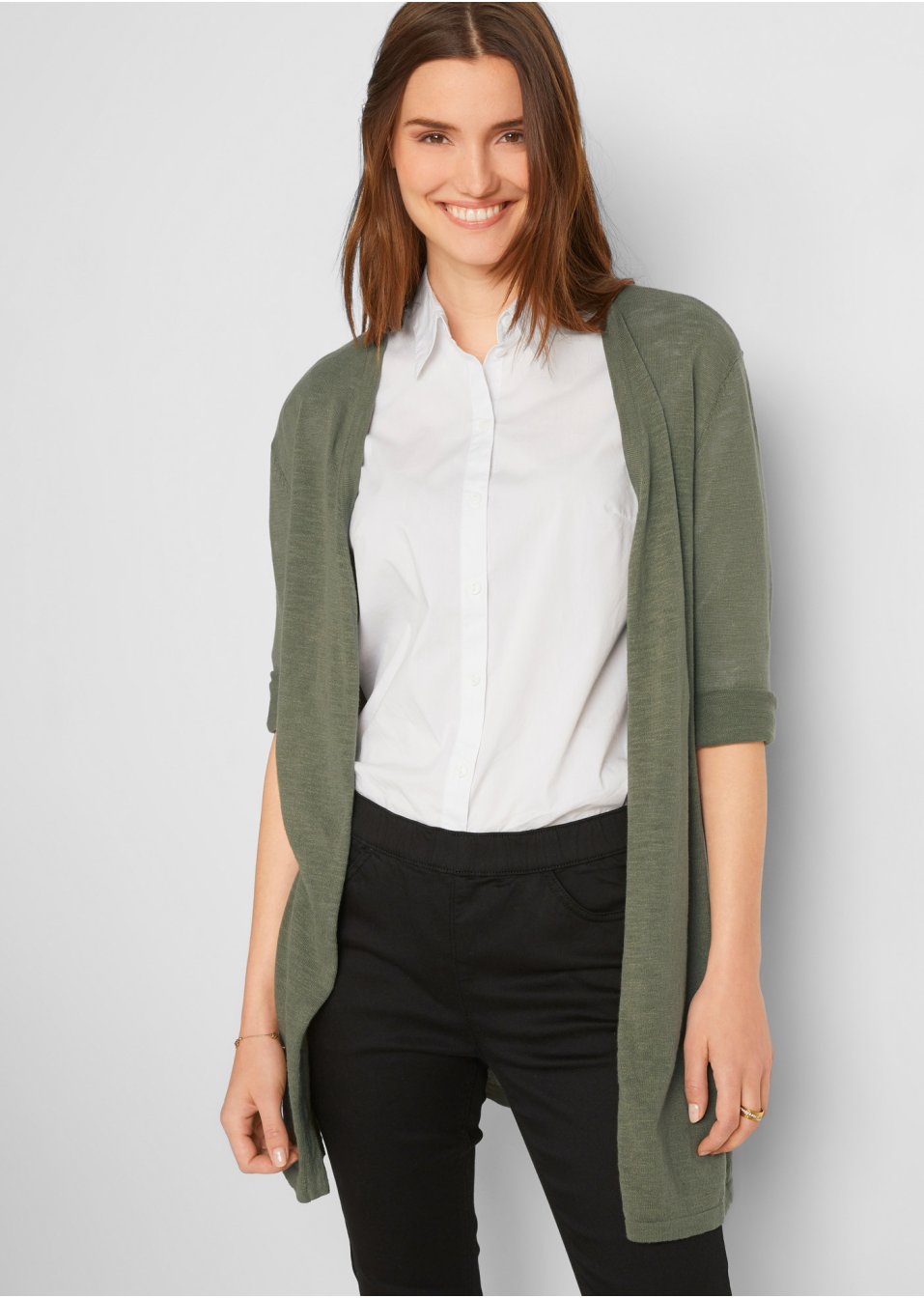 Gilet long en maille, ouvert