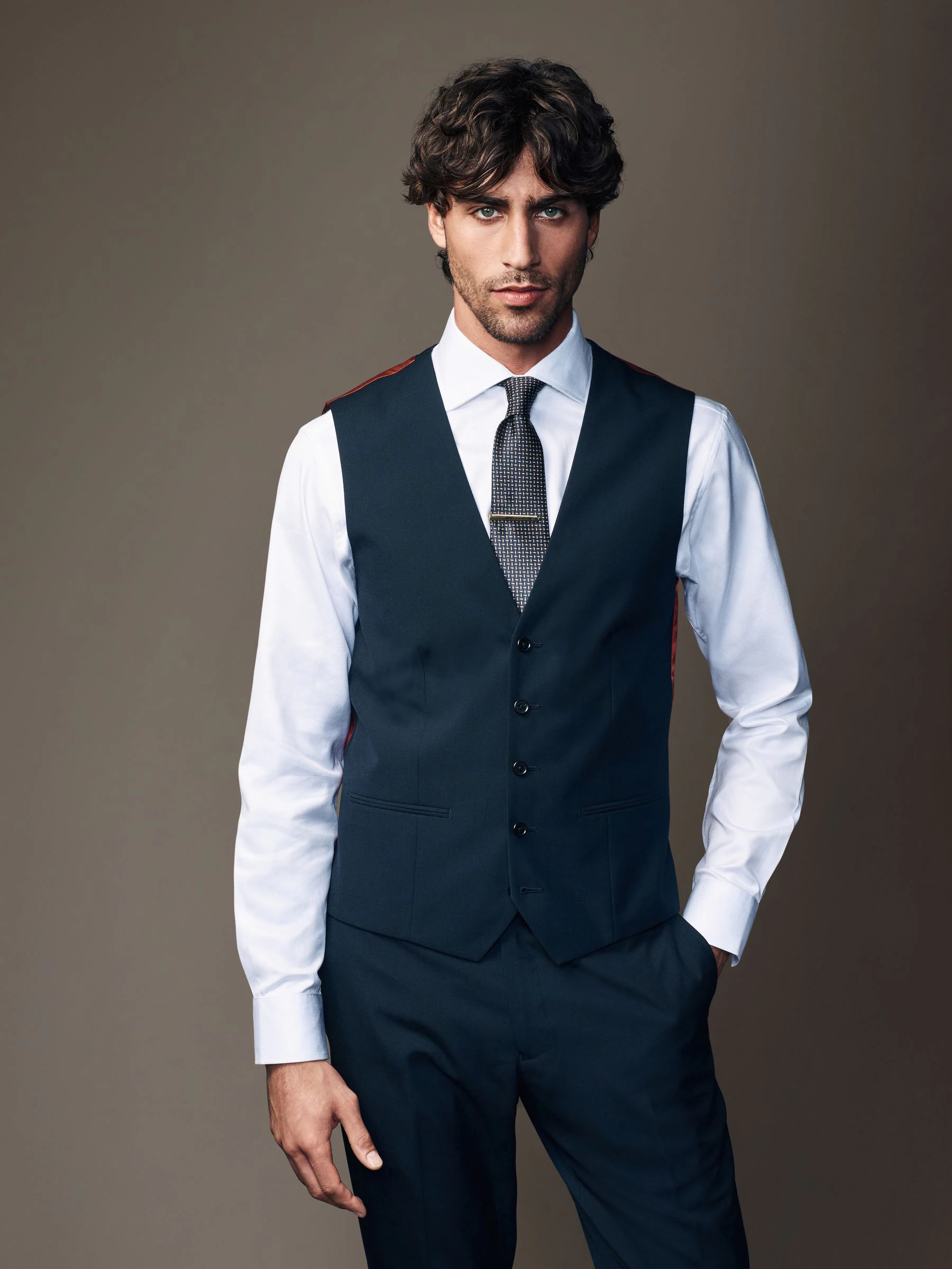 Donkerblauw - Gilet met regular fit