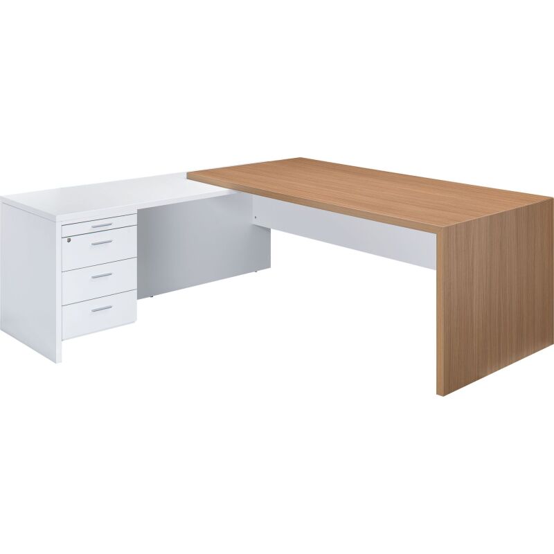 Bureau Direction avec retour sur caisson piètement bois Essenzza