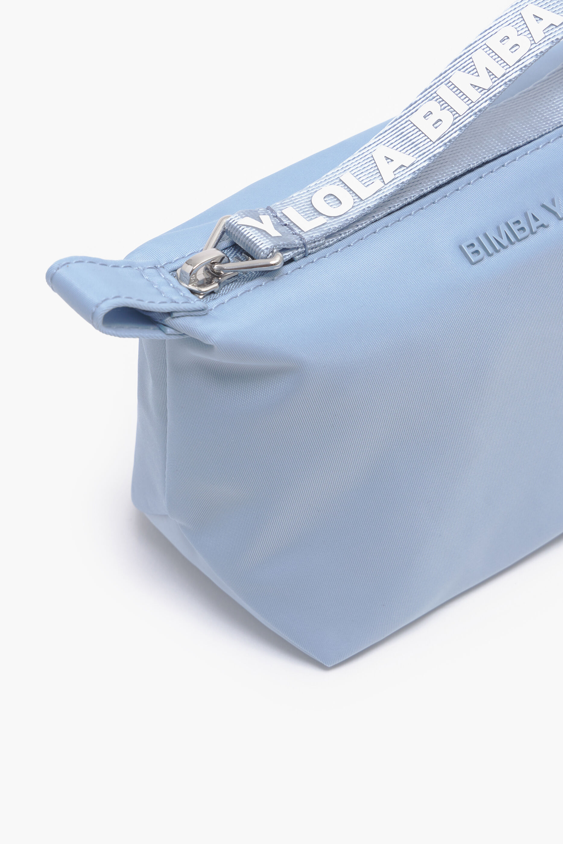 Nécessaire trapezoidal de nylon azul, tamanho P