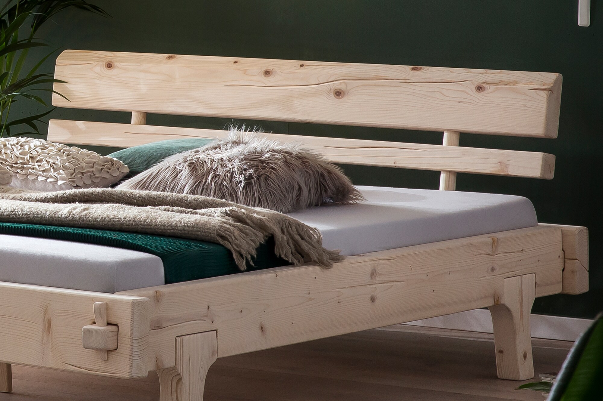 Balkenbett Fichtenholz 140x200 Massivholz Bettgestell Doppelbett Ehebett Bett