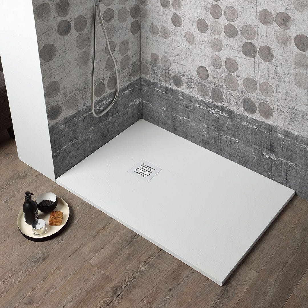 Rechthoekige hars douchebak met steenlook 70x100 | Muse