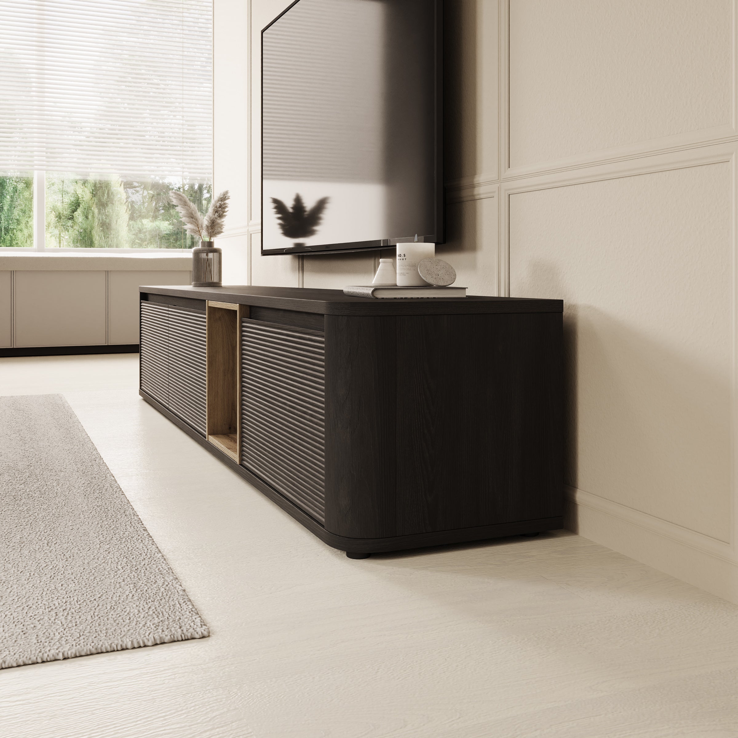 Bijou - TV-Meubel - Zwart - 215x41x42 cm