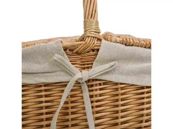 Panier en osier marron doublé 41x32x19/15/37h