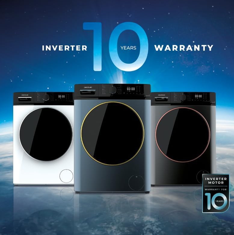 Cecotec Lave-linge 8 kg Bolero DressCode 8610 Inverter Steel A. Chargement Frontal, 1400 RPM, SteamMax, Motor Inverter Plus, 15 Programmes, OnSmart, Stop&Go, DrrumClean, Caoutchouc Antibactérien